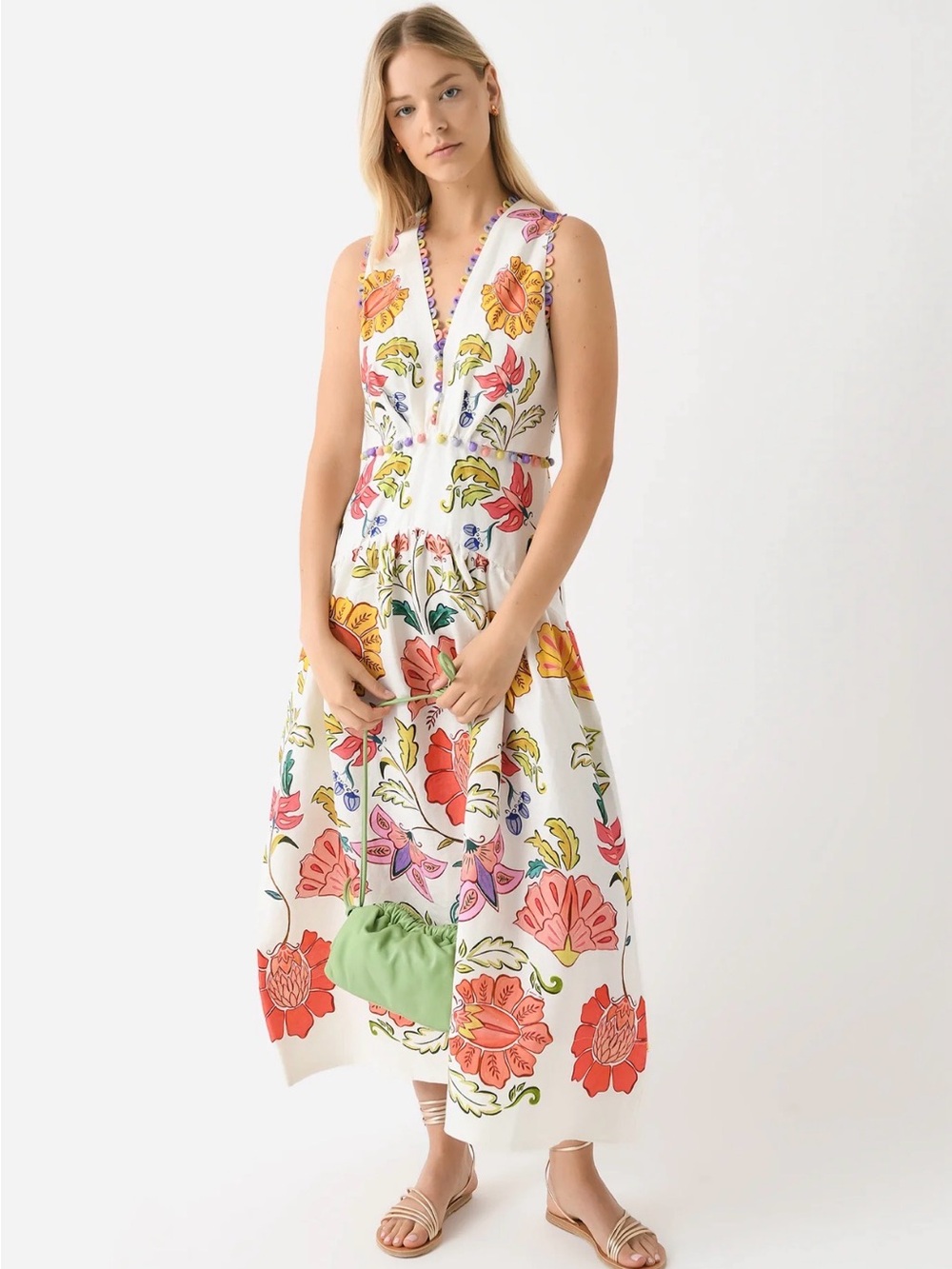 FARM Rio - Women's Floral Insects V-Neckline Sleeveless Maxi Dress XS - Picture 3 of 9